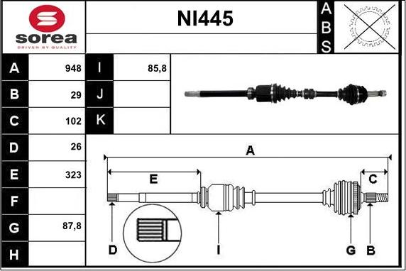 Sera NI445 - Arbre de transmission cwaw.fr