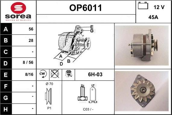 Sera OP6011 - Alternateur cwaw.fr