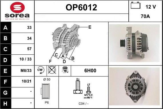 Sera OP6012 - Alternateur cwaw.fr