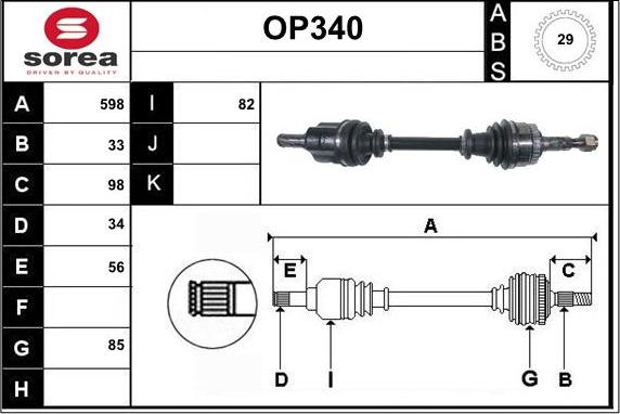 Sera OP340 - Arbre de transmission cwaw.fr