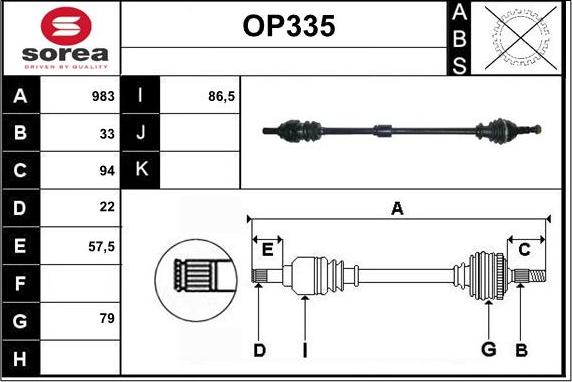 Sera OP335 - Arbre de transmission cwaw.fr