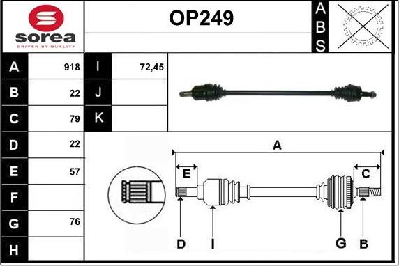 Sera OP249 - Arbre de transmission cwaw.fr