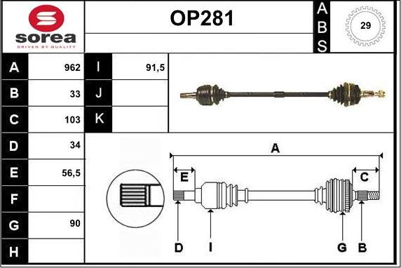 Sera OP281 - Arbre de transmission cwaw.fr