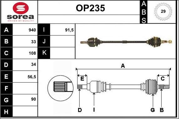 Sera OP235 - Arbre de transmission cwaw.fr