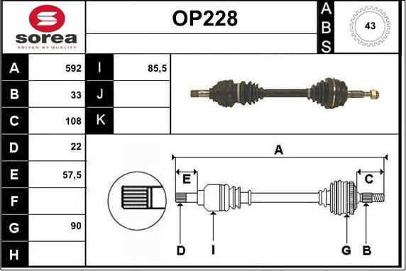 Sera OP228 - Arbre de transmission cwaw.fr