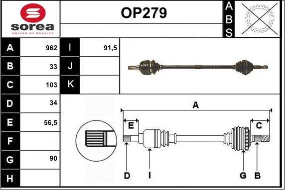 Sera OP279 - Arbre de transmission cwaw.fr