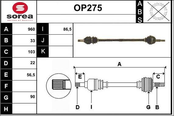 Sera OP275 - Arbre de transmission cwaw.fr