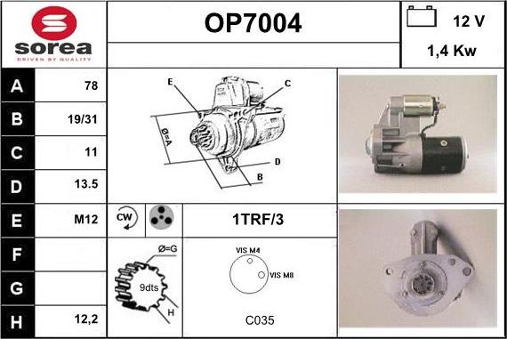 Sera OP7004 - Démarreur cwaw.fr