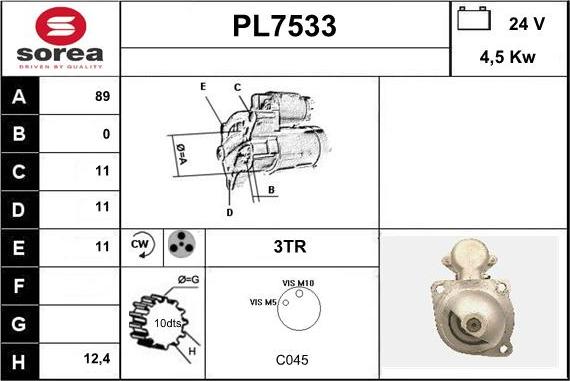 Sera PL7533 - Démarreur cwaw.fr