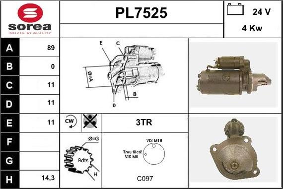 Sera PL7525 - Démarreur cwaw.fr