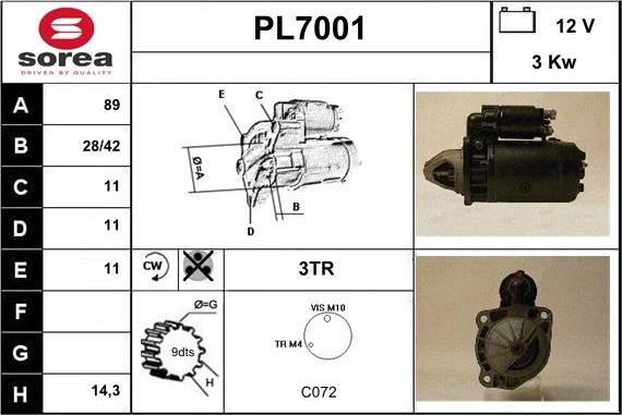 Sera PL7001 - Démarreur cwaw.fr