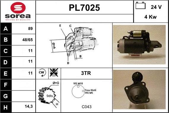 Sera PL7025 - Démarreur cwaw.fr