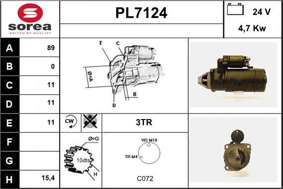 Sera PL7124 - Démarreur cwaw.fr