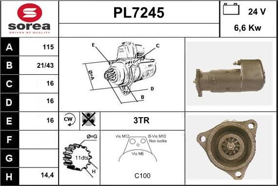 Sera PL7245 - Démarreur cwaw.fr