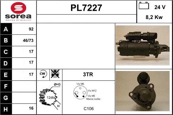 Sera PL7227 - Démarreur cwaw.fr