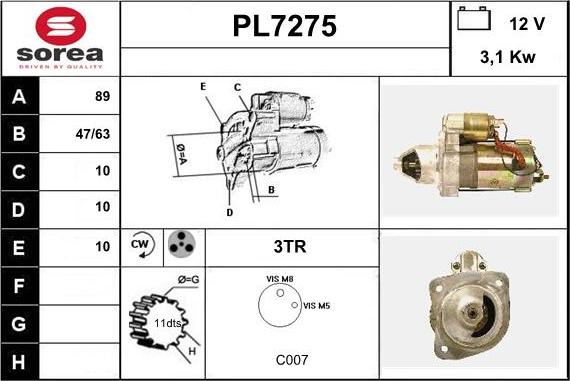 Sera PL7275 - Démarreur cwaw.fr