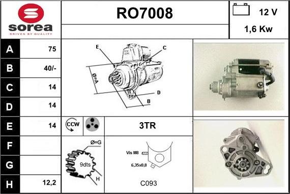 Sera RO7008 - Démarreur cwaw.fr