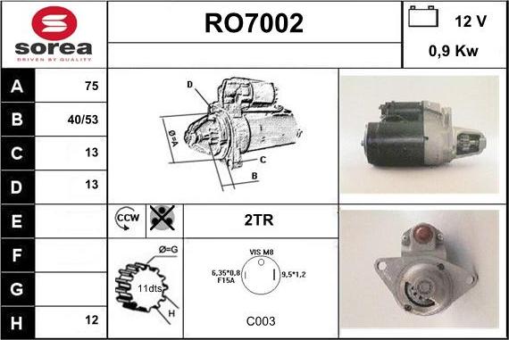 Sera RO7002 - Démarreur cwaw.fr