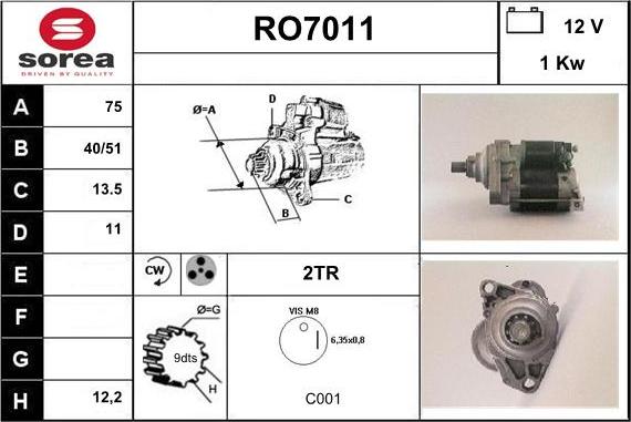 Sera RO7011 - Démarreur cwaw.fr