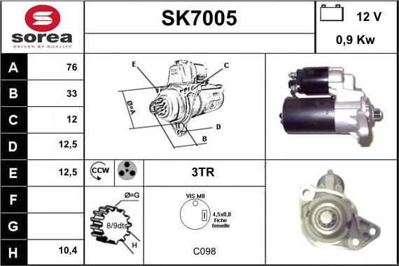 Sera SK7005 - Démarreur cwaw.fr