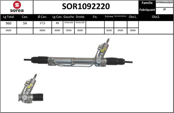 Sera SOR1092220 - Crémaillière de direction cwaw.fr