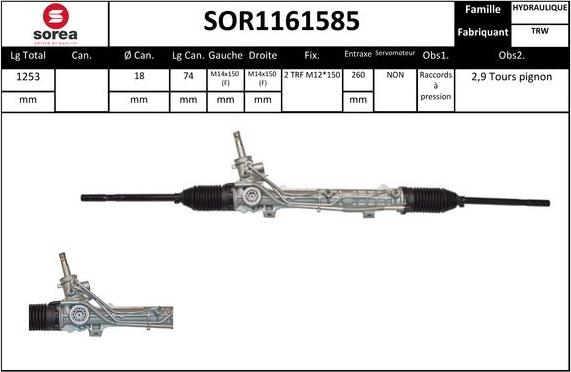 Sera SOR1161585 - Crémaillière de direction cwaw.fr