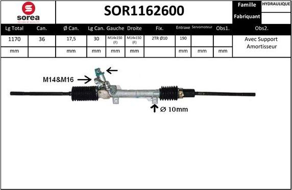 Sera SOR1162600 - Crémaillière de direction cwaw.fr