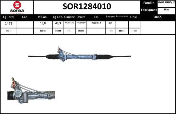 Sera SOR1284010 - Crémaillière de direction cwaw.fr