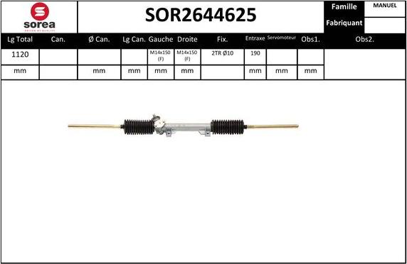 Sera SOR2644625 - Crémaillière de direction cwaw.fr