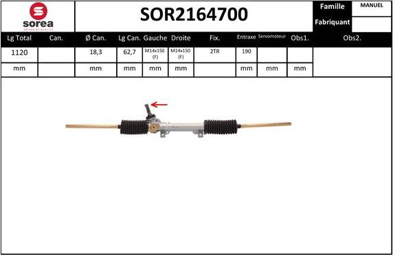 Sera SOR2164700 - Crémaillière de direction cwaw.fr