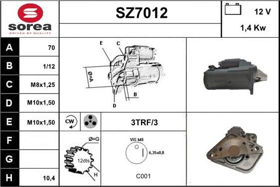 Sera SZ7012 - Démarreur cwaw.fr