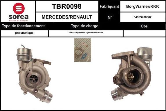 Sera TBR0098 - Turbocompresseur, suralimentation cwaw.fr