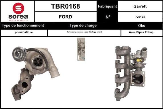 Sera TBR0168 - Turbocompresseur, suralimentation cwaw.fr