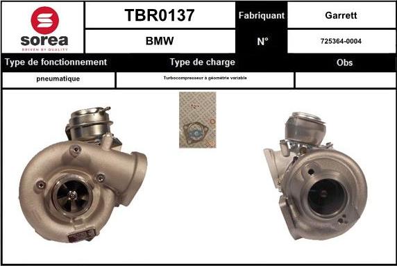 Sera TBR0137 - Turbocompresseur, suralimentation cwaw.fr