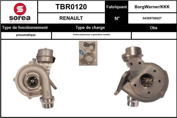 Sera TBR0120 - Turbocompresseur, suralimentation cwaw.fr