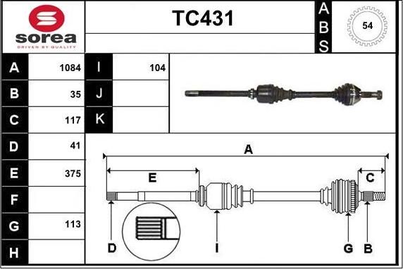 Sera TC431 - Arbre de transmission cwaw.fr