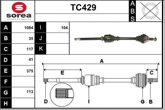 Sera TC429 - Arbre de transmission cwaw.fr