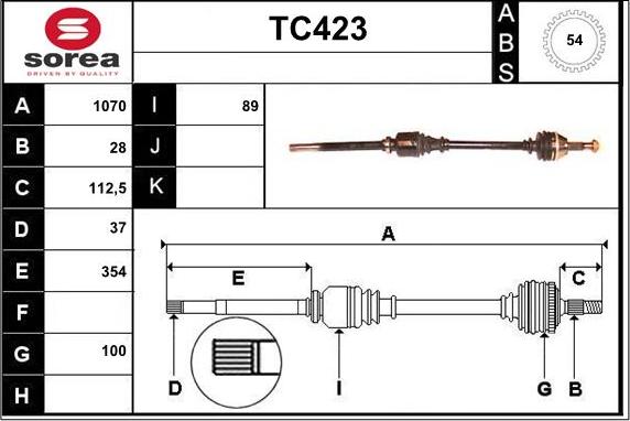 Sera TC423 - Arbre de transmission cwaw.fr