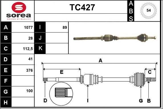 Sera TC427 - Arbre de transmission cwaw.fr