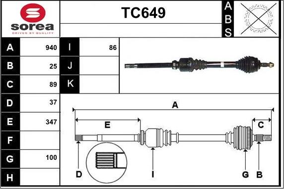 Sera TC649 - Arbre de transmission cwaw.fr