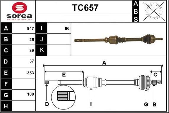 Sera TC657 - Arbre de transmission cwaw.fr