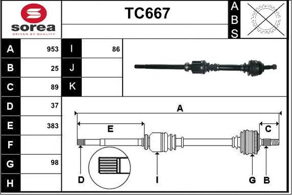 Sera TC667 - Arbre de transmission cwaw.fr