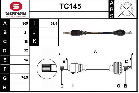 Sera TC145 - Arbre de transmission cwaw.fr