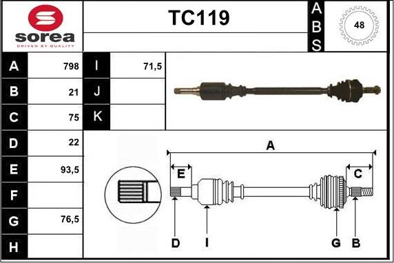 Sera TC119 - Arbre de transmission cwaw.fr