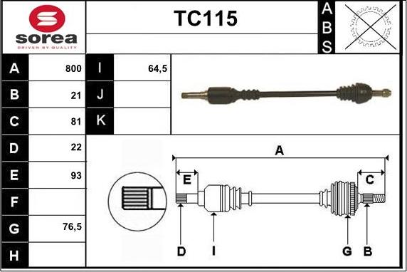 Sera TC115 - Arbre de transmission cwaw.fr