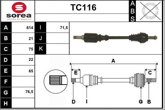 Sera TC116 - Arbre de transmission cwaw.fr