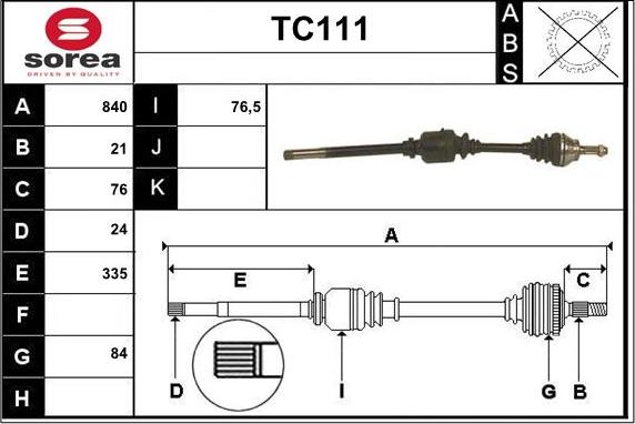 Sera TC111 - Arbre de transmission cwaw.fr