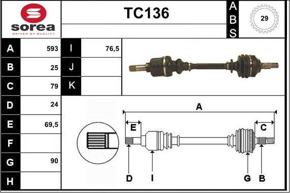 Sera TC136 - Arbre de transmission cwaw.fr