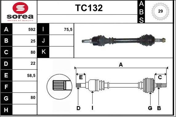 Sera TC132 - Arbre de transmission cwaw.fr