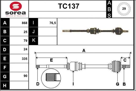 Sera TC137 - Arbre de transmission cwaw.fr